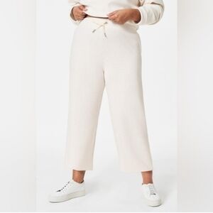 SPANX Cropped Wide-Leg Sweatpants in Cream